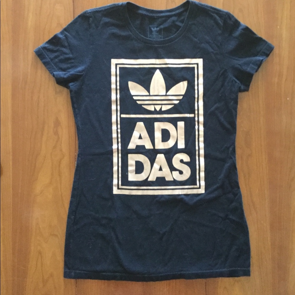 Adidas Originals Metallic Rose Gold Fitted T-Shirt